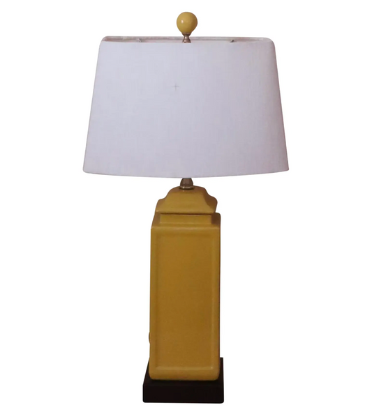 Contemporary Yellow Porcelain Square Lamp