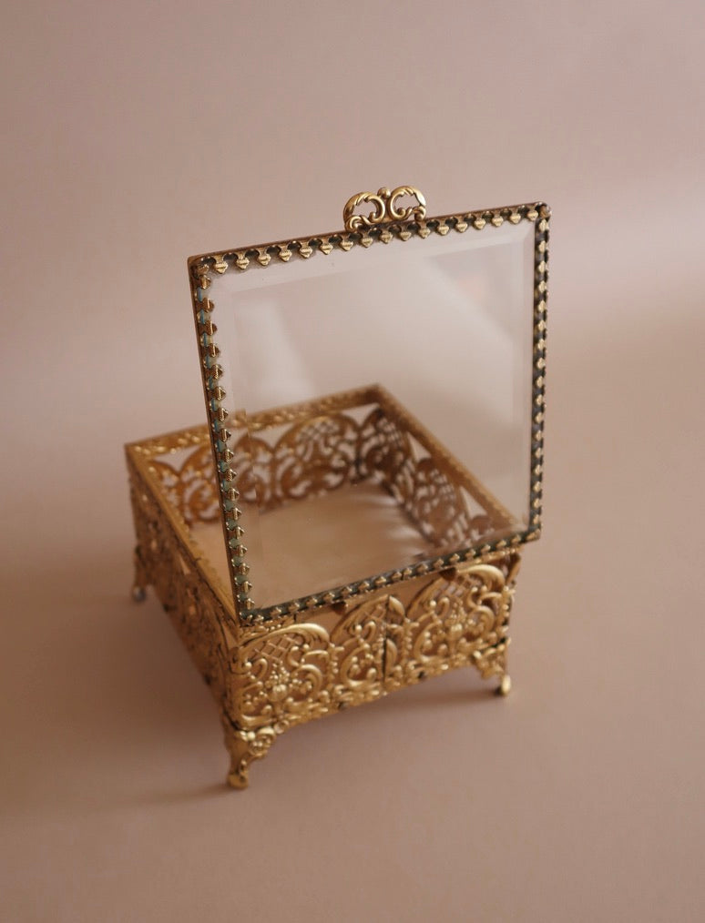 Vintage Gold Filigree Vanity Box