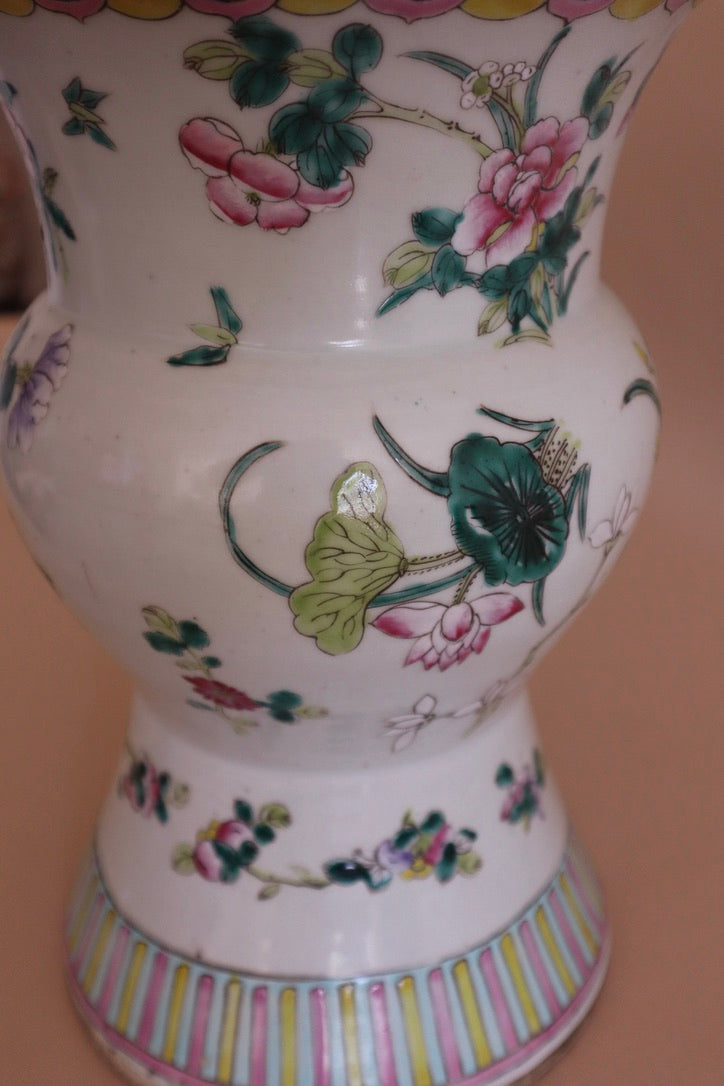 Mid Century Chinese Mille Fleurs Porcelain Vases, a Pair