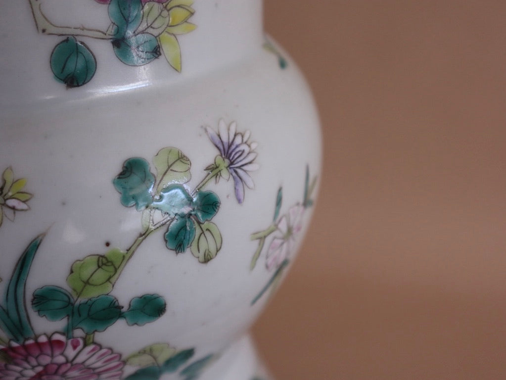 Mid Century Chinese Mille Fleurs Porcelain Vases, a Pair