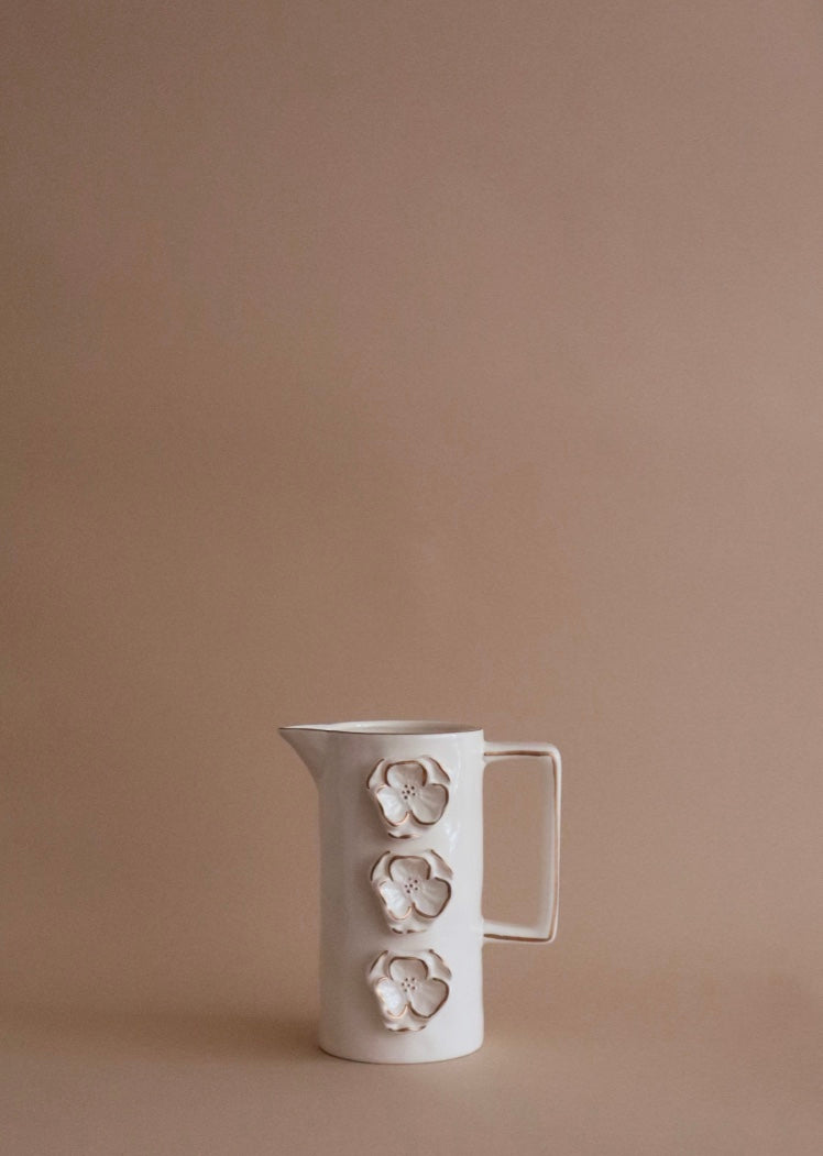 Tres Flores Porcelain Pitcher
