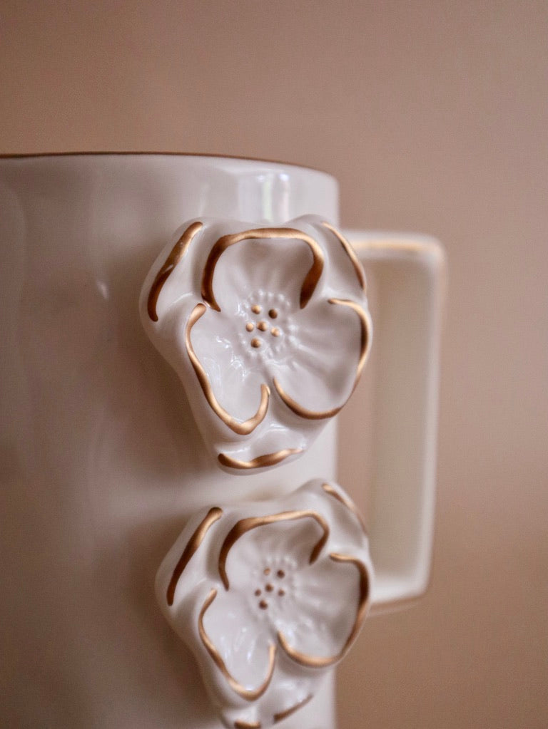 Tres Flores Porcelain Pitcher
