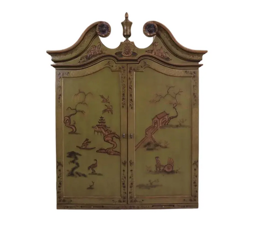 Early 21st Century Chinoiserie Green Asian Hutch Cabinet
