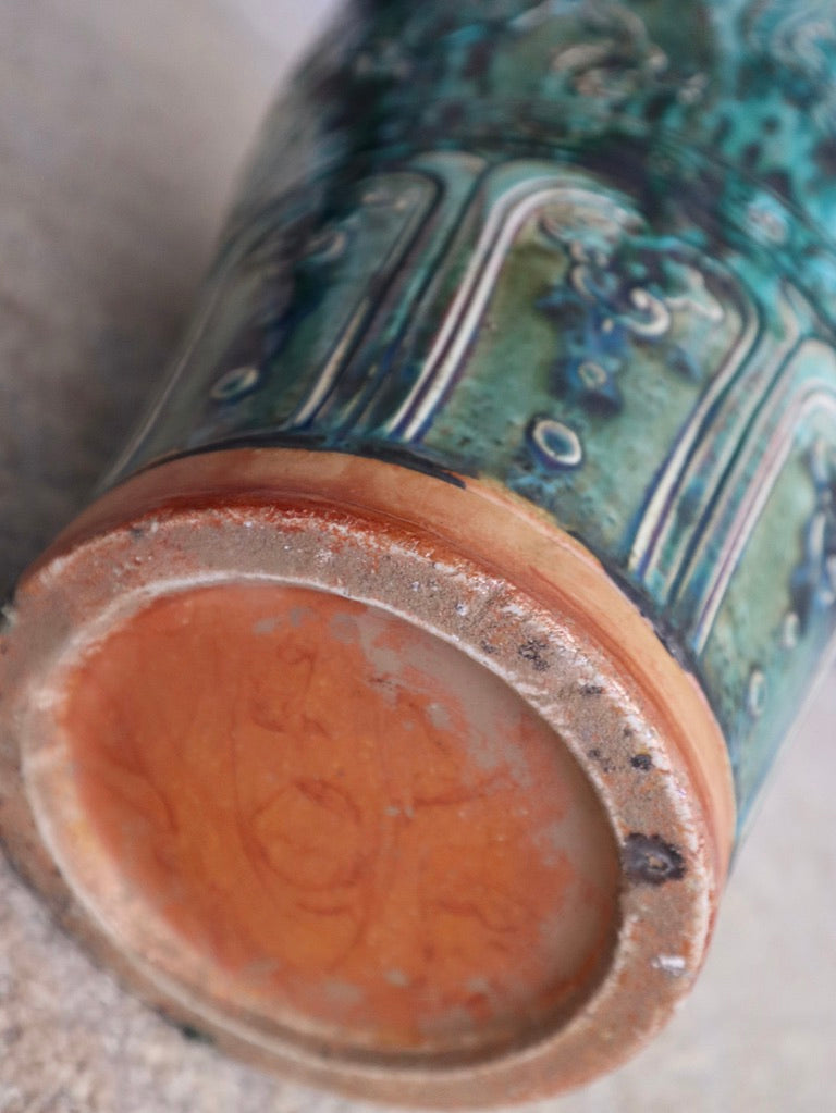 1950s Large Chinese Dragon Decorated Turquoise Vase