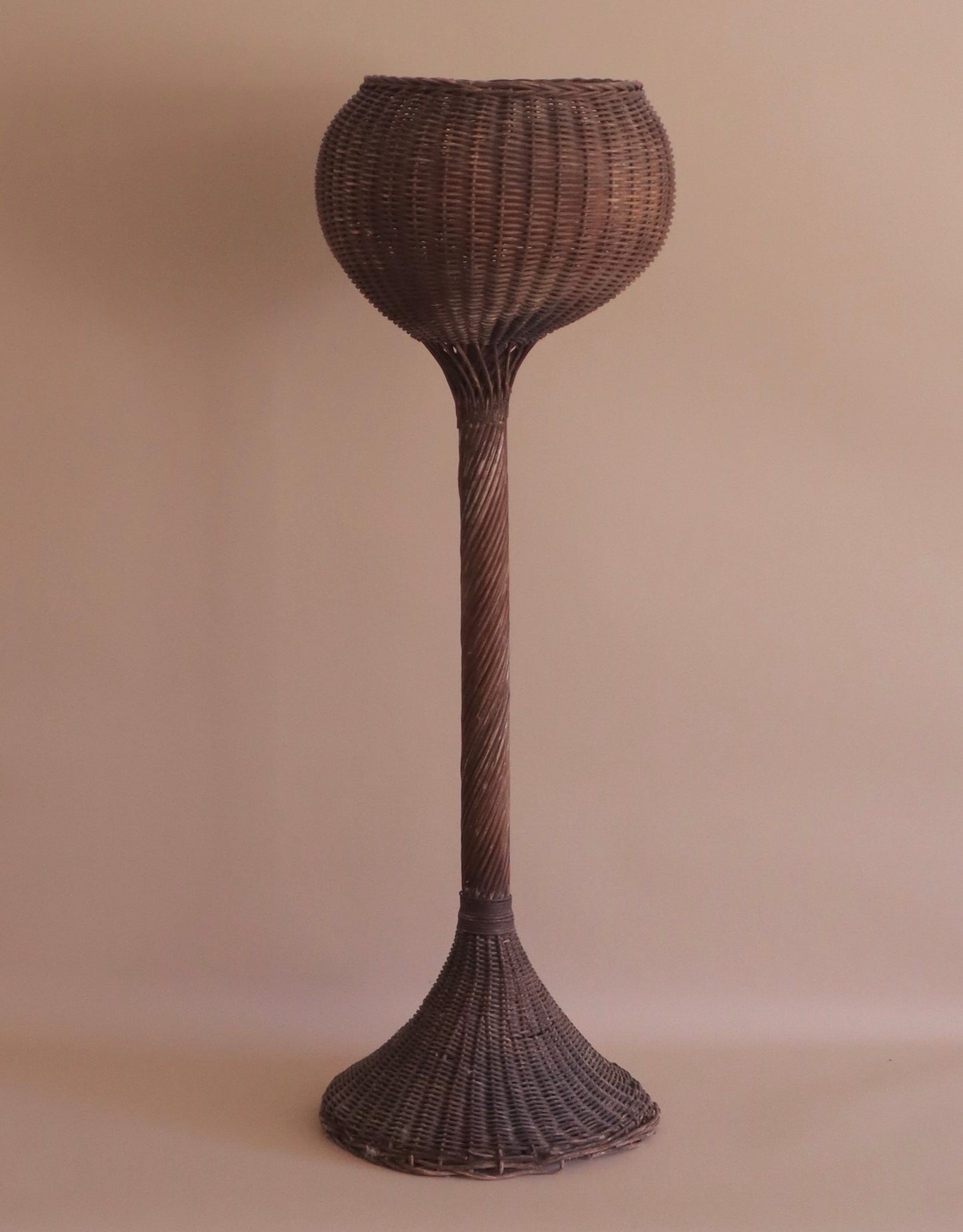 Late 19th Century Antique Standing Woven Wicker Basket