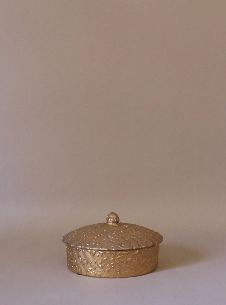 Weeping Gold Round Lidded Box
