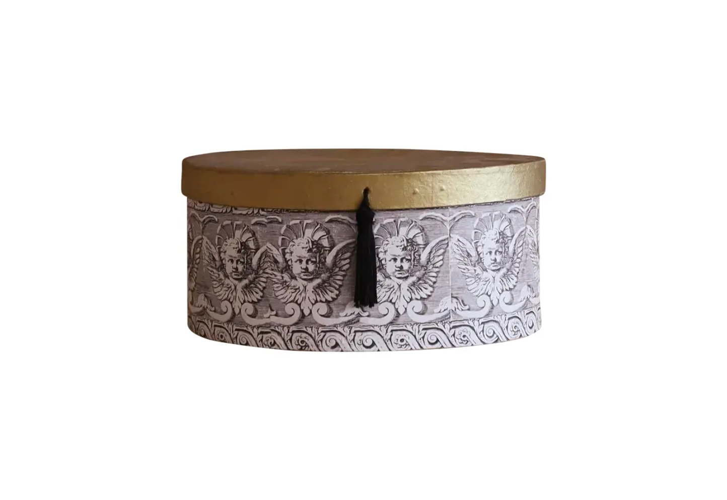 Oval Gold Lidded Box With Tassel