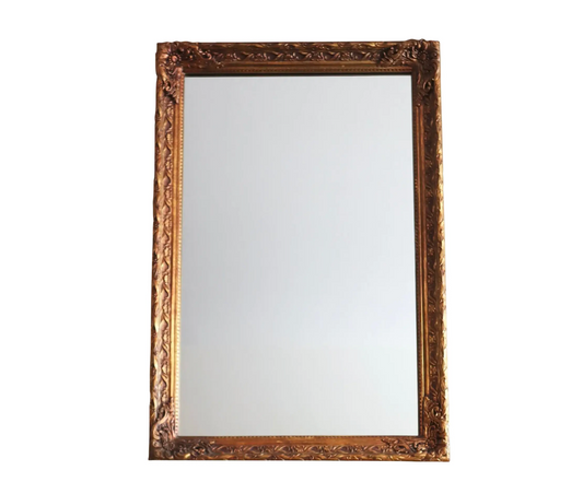 1970s Carved Floral Wood Mirror Finished in Gold Gilt