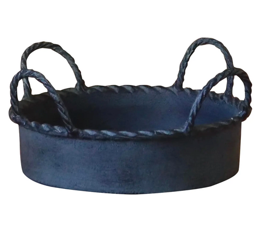 Metal Basket W/ Braided Handles & Rim