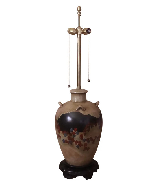 Mid-Century Hand-Painted Landscape Table Lamp by Marbro