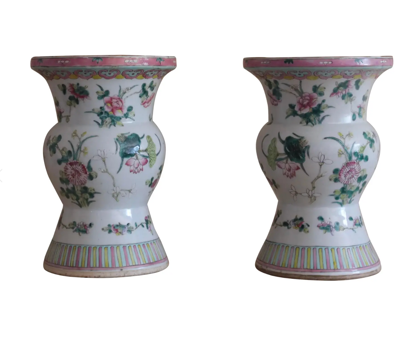Mid Century Chinese Mille Fleurs Porcelain Vases, a Pair