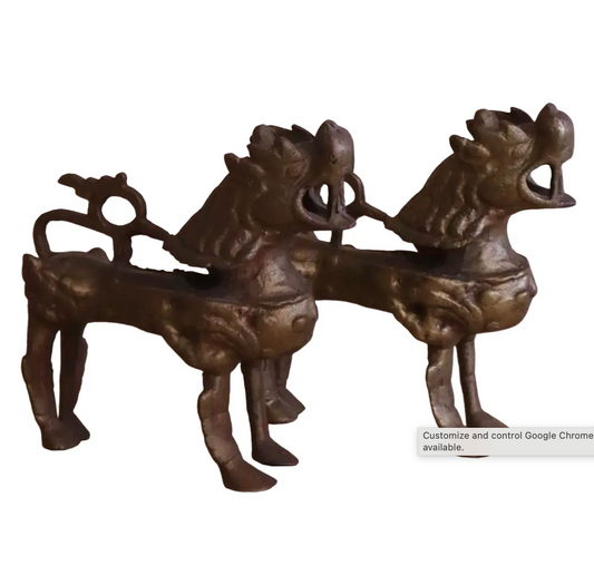 Pair of Brass Temple Dogs