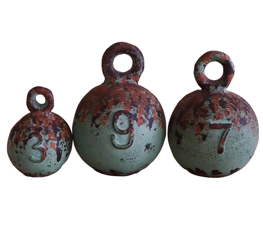 Rare Antique Iron Scale Weights (Set/3)