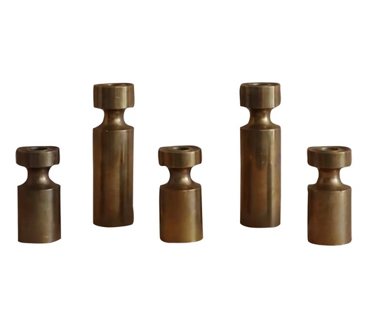 Set/5 Vintage Solid Brass Norwegian Candleholders