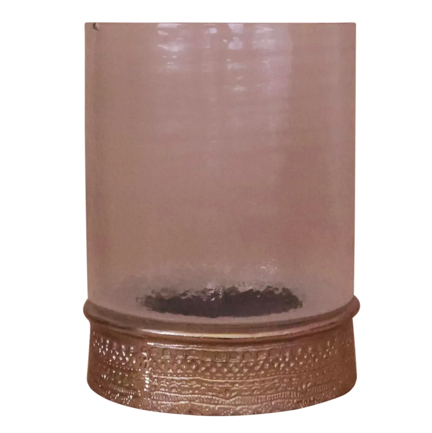 Textured Glass & Decorative Metal Base Hurricane by Wildwood