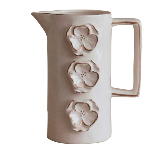 Tres Flores Porcelain Pitcher