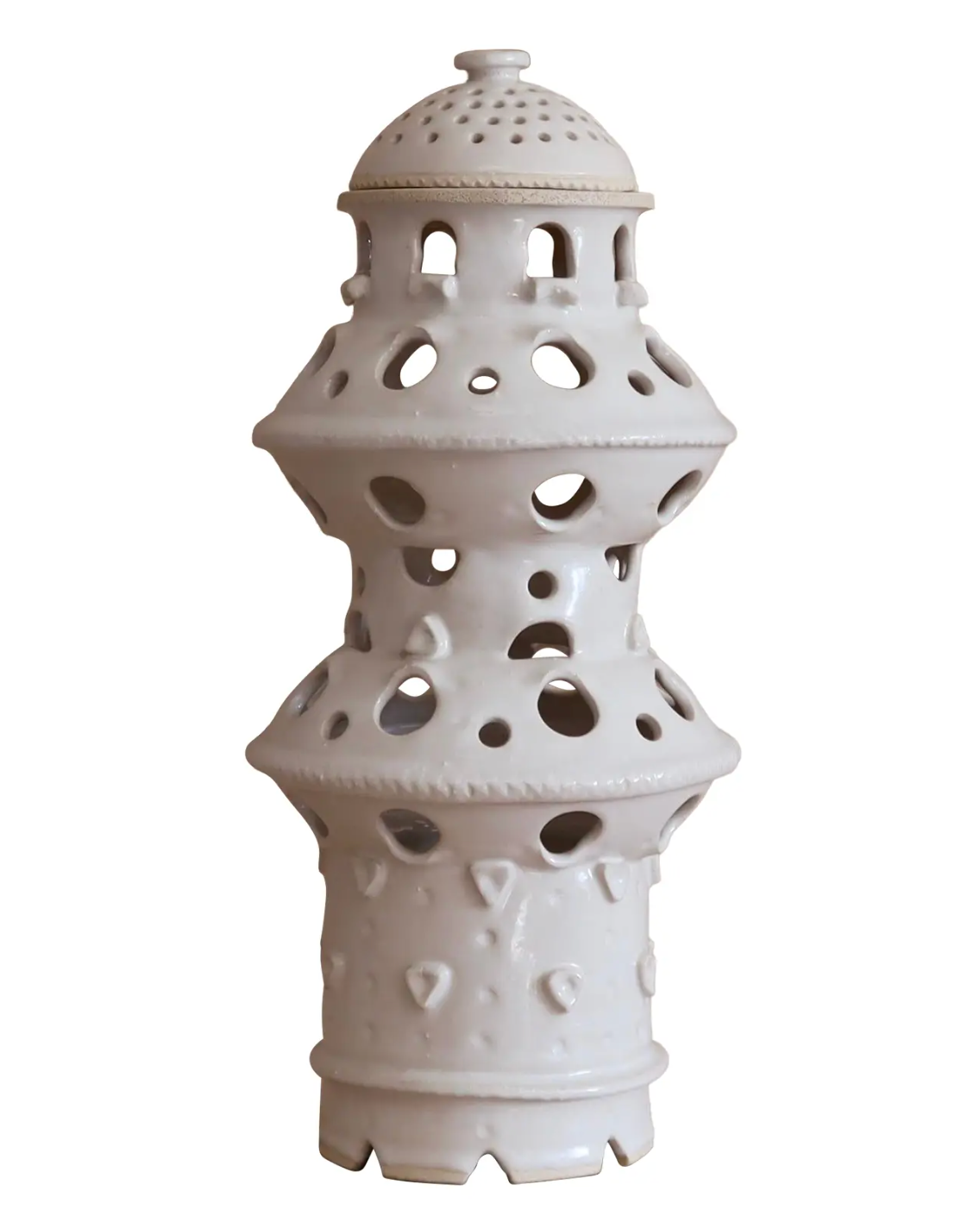 Vintage Hand-Made Ceramic Pagoda Lantern Lamp
