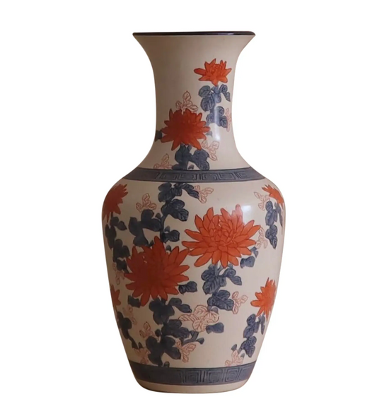 Vintage Hand Painted Floral Chinese Vase